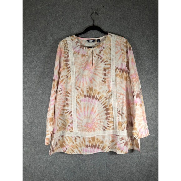 Lands'end Top Women Medium Long Sleeve Mature‎ Embroidered Tunic Artsy eclectic - Picture 1 of 7